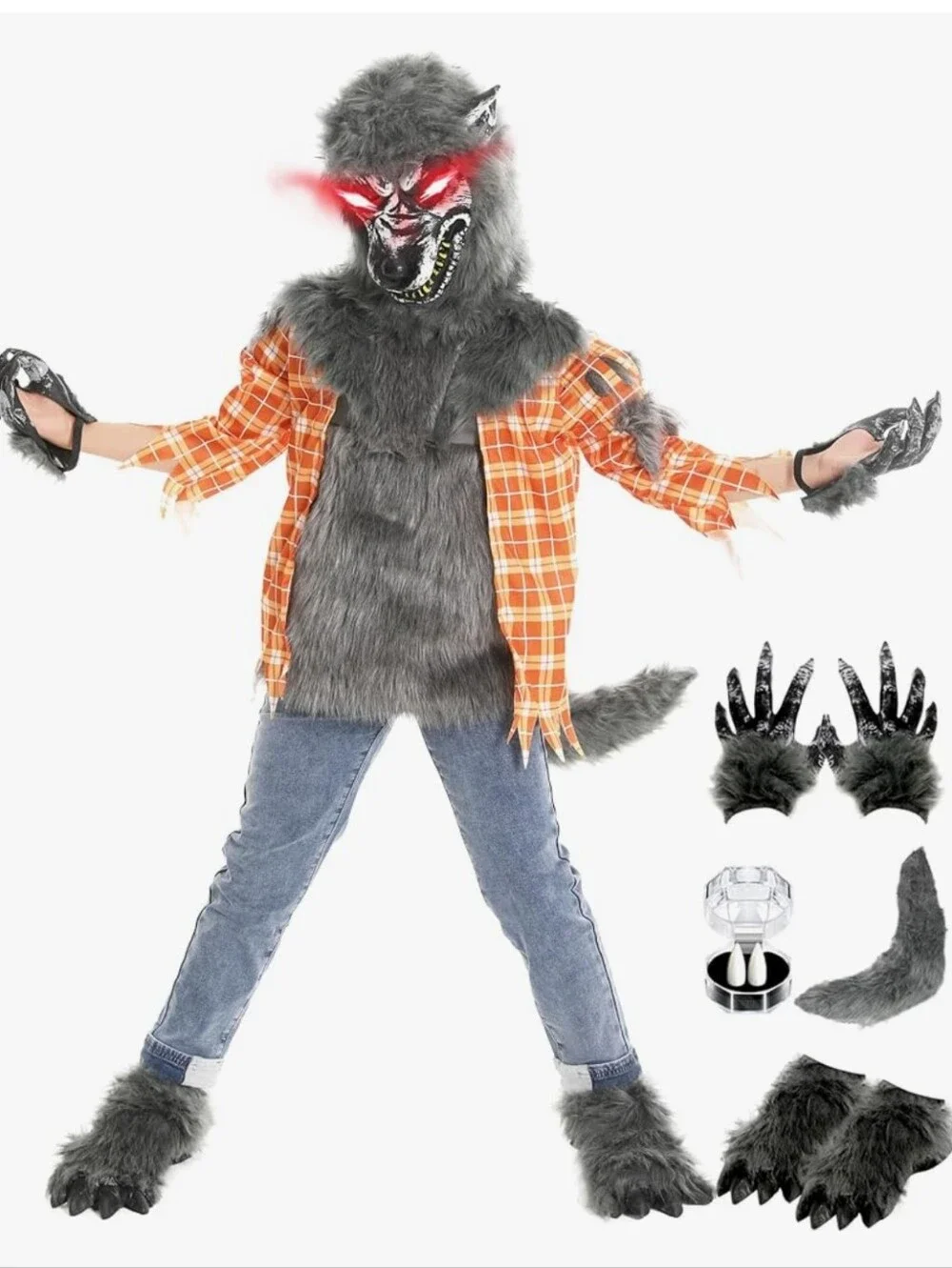 Werewolf Custume With Lighr Up Eyes Size XS